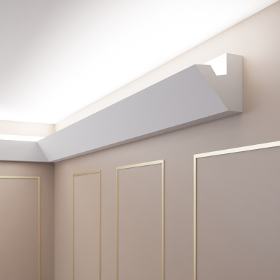20 Meter + 4 Innenecken moderne Stuckleisten für indirekte Beleuchtung OL-5